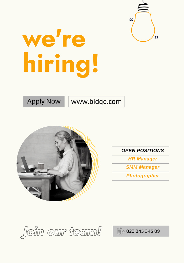 Hiring Offer Promotion With Open Positions In White Poster 28x40in Πρότυπο σχεδίασης