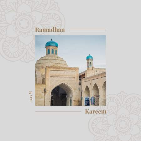 Ramadan Holiday Greeting with Mosque Instagram Design Template