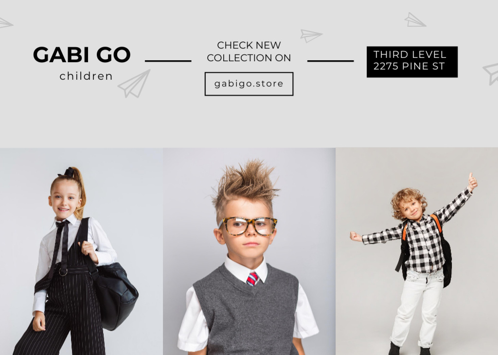 Children Clothing Collection With Cute Boys in Formal Style Postcard 5x7in Πρότυπο σχεδίασης