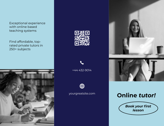 Szablon projektu Online Tutor Services Offer Brochure 8.5x11in