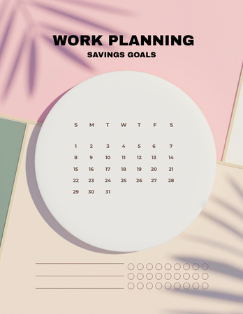 Designvorlage Planer für Arbeitsziele mit Pflanzenschatten für Notepad 8.5x11in