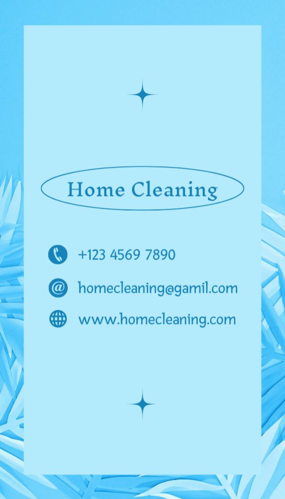 Home Cleaning Services Offer on Blue Business Card US Vertical Modelo de Design