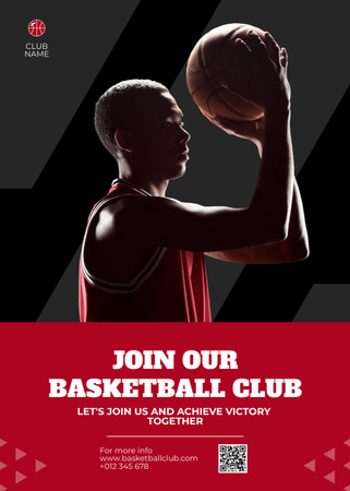 Basketball Club Advertising with African American Basketball Player Flayer Design Template