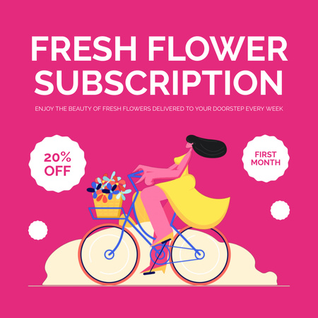 Discount for First Month of Subscription to Service with Fresh Flowers Animated Post Design Template
