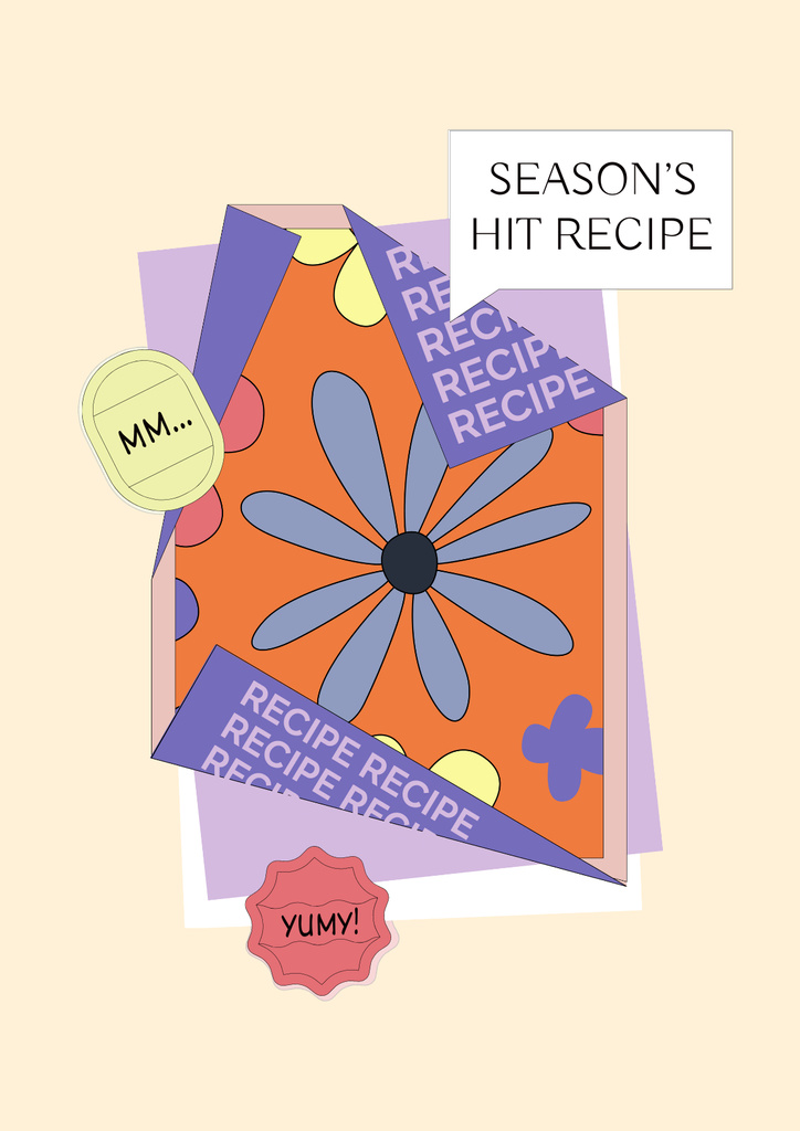 Recipe Ad with Creative Illustration of Flower Poster Design Template