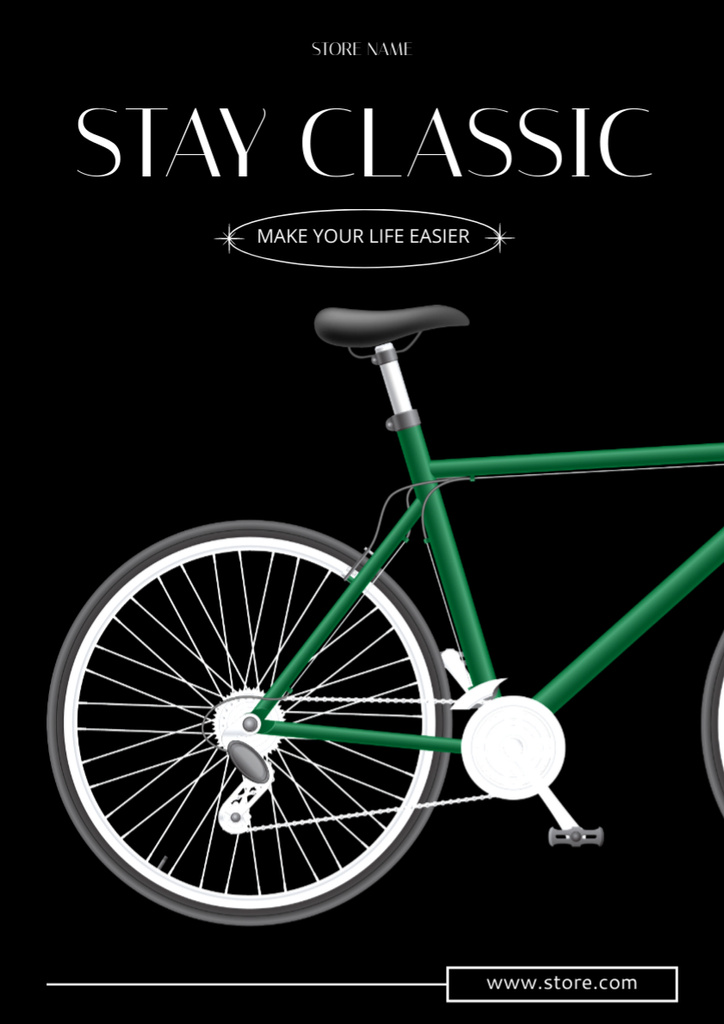 Classic Bicycle In Shop Sale Announcement Poster A3 – шаблон для дизайна