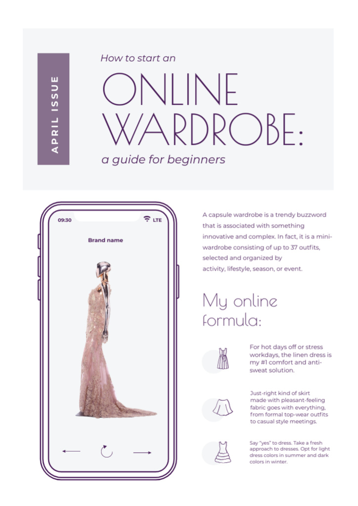 Mobile Application with Online Wardrobe Newsletter Modelo de Design