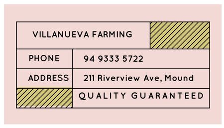 Farm Contact Details on Pink Business Card US Design Template