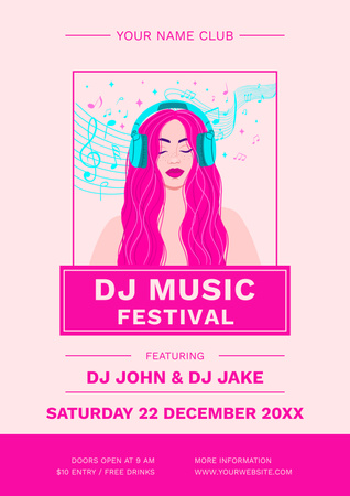 Awesome DJs Music Festival Announcement in Winter Poster Design Template