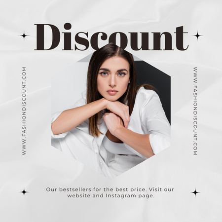 Discount Clothing Sale Announcement with Beautiful Lady Social media Design Template
