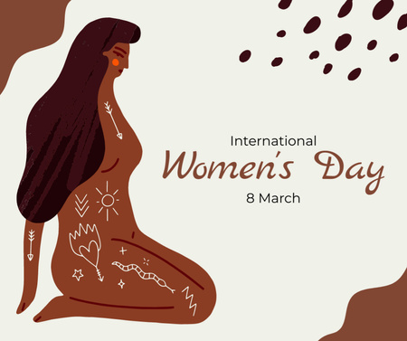 Designvorlage Frauentag mit Illustration einer Frau mit bemaltem Körper für Facebook