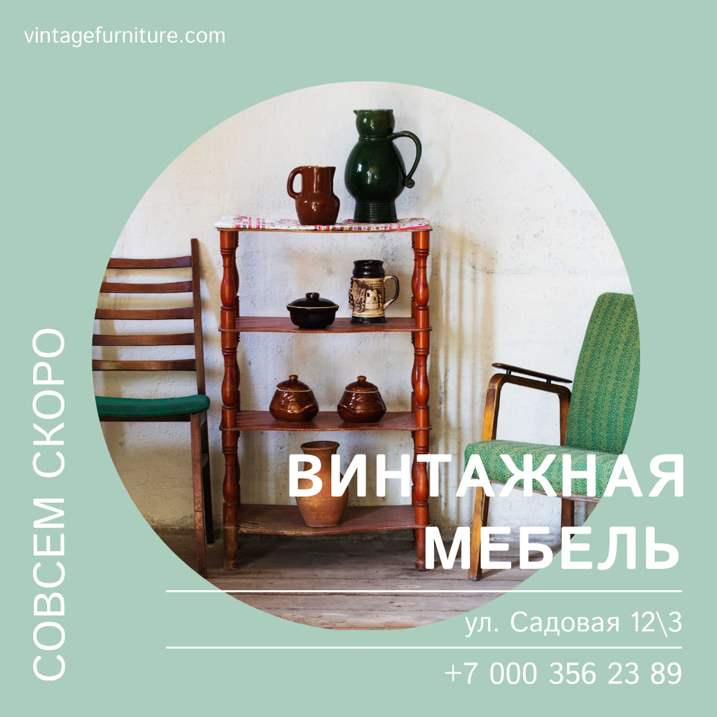 Platilla de diseño Vintage Furniture Shop Ad Antique Cupboard Instagram AD
