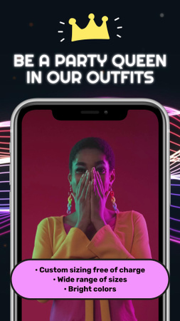 Custom Sizing Party Outfits For Women Instagram Video Story Design Template