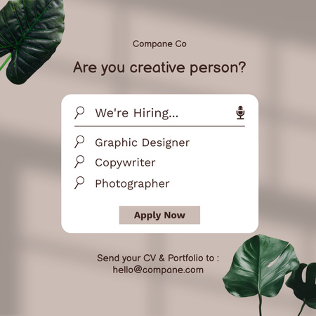 Designvorlage Vacancy Ad for Company with Search String für Instagram