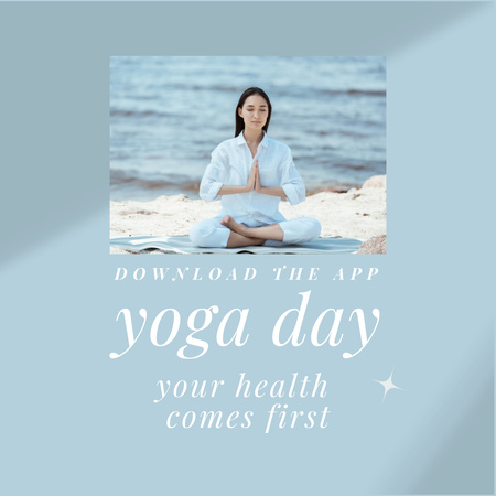 Woman Practicing Yoga by the Sea Instagram Design Template