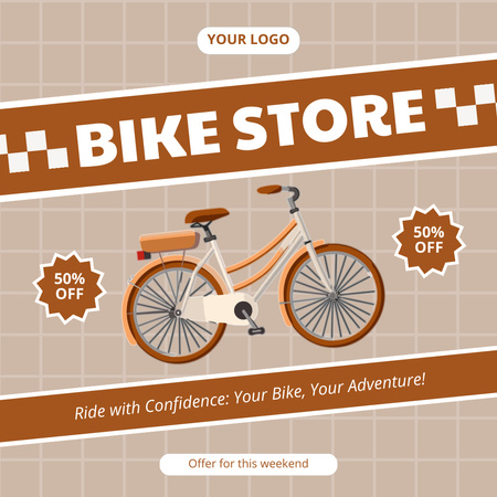 Designvorlage Bicycle Store's Offer on Beige für Instagram AD