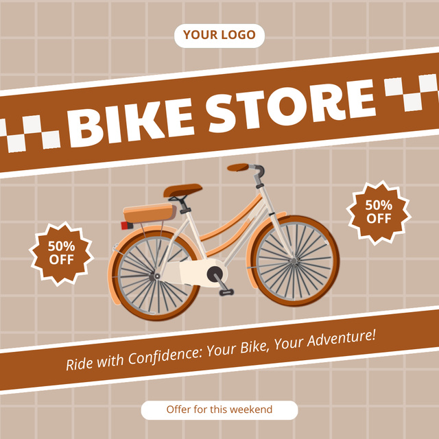 Bicycle Store's Offer on Beige Instagram AD Πρότυπο σχεδίασης