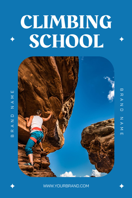 Designvorlage Responsible Climbing Courses Offer In Blue für Postcard 4x6in Vertical