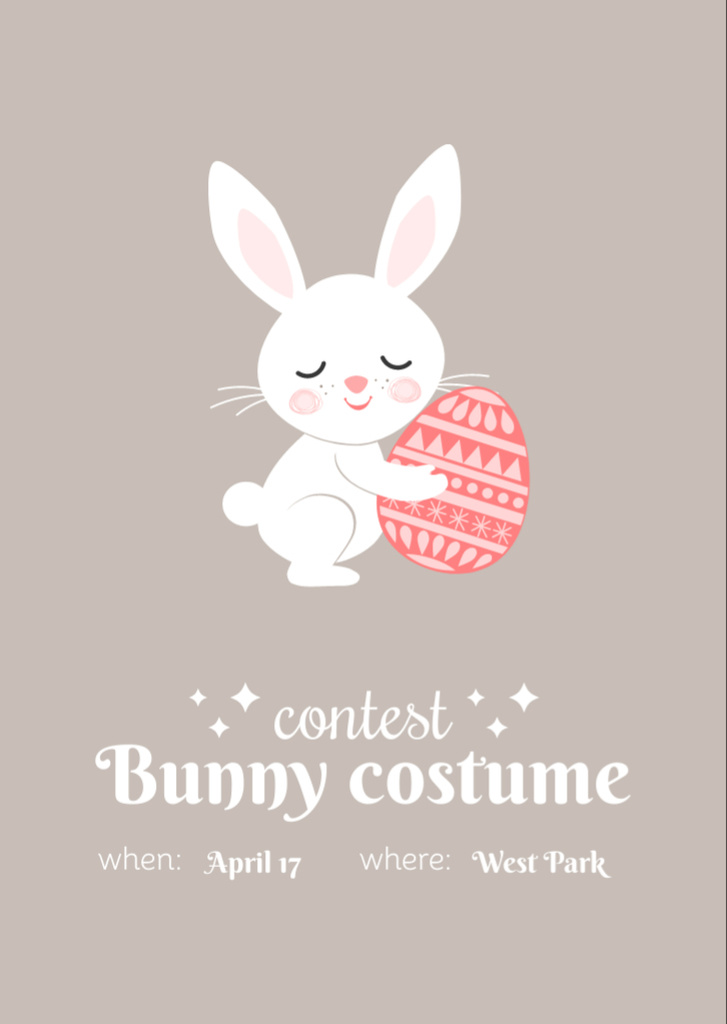 Designvorlage Easter Bunny Costume Contest Announcement with Cute Illustration für Flyer A6