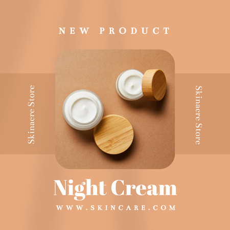 Modèle de visuel Annonce de vente de produits de soins de la peau et de beauté avec pots cosmétiques - Instagram