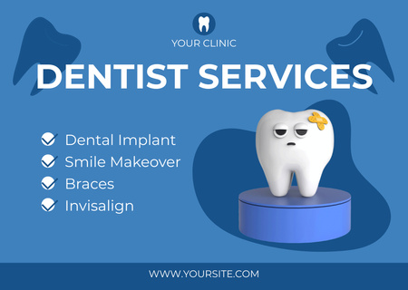 Designvorlage Dentist Services Offer with Injured Tooth für Card