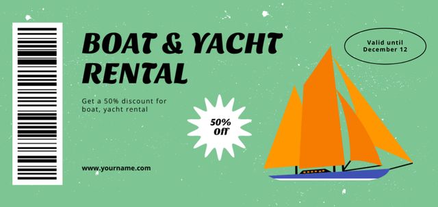 Template di design Boat and Yacht Rent Offer with Discount Coupon Din Large