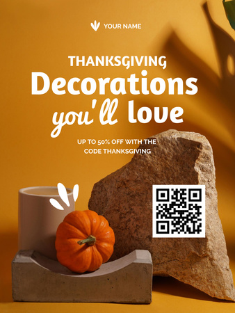 Decorations Offer on Thanksgiving Holiday Poster US Πρότυπο σχεδίασης