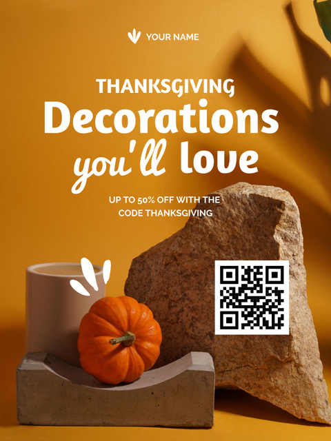 Decorations Offer on Thanksgiving Holiday Poster US – шаблон для дизайна