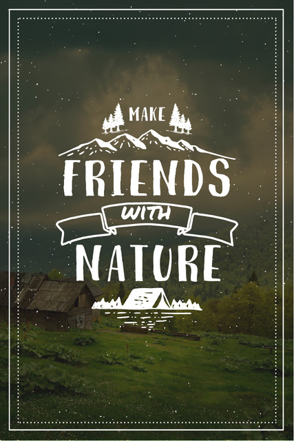 Nature Quote with Scenic Mountain View Pinterest Design Template