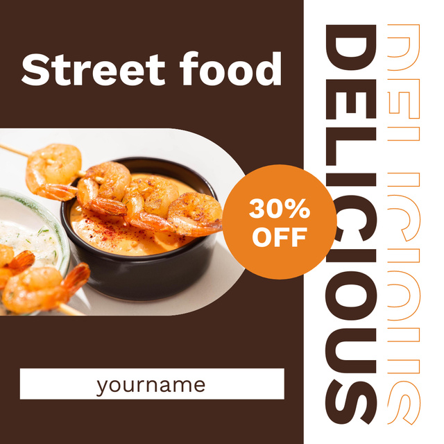 Street Food Special Discount Offer with Shrimps Instagram Design Template