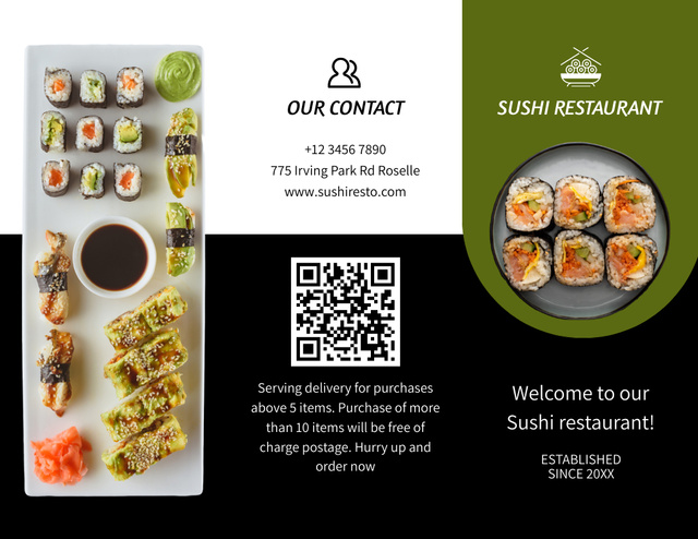 Varied Sushi Menu Offer Brochure 8.5x11in Πρότυπο σχεδίασης