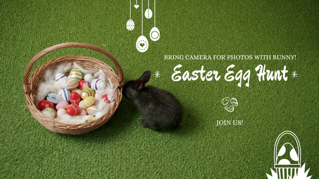 Egg Hunt And Photos With Bunny For Easter Full HD video Modelo de Design