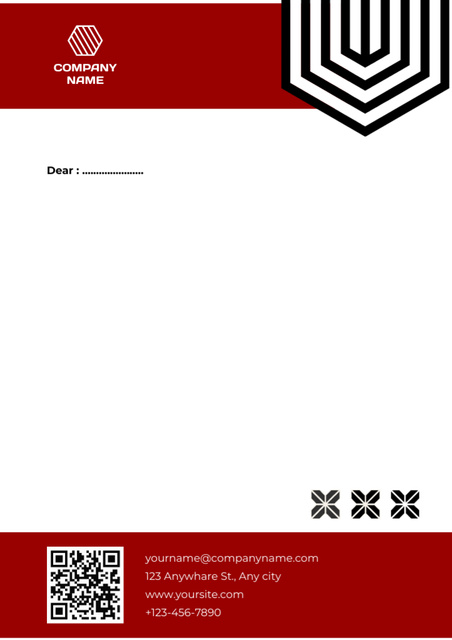 Empty Blank with QR Code Letterheadデザインテンプレート