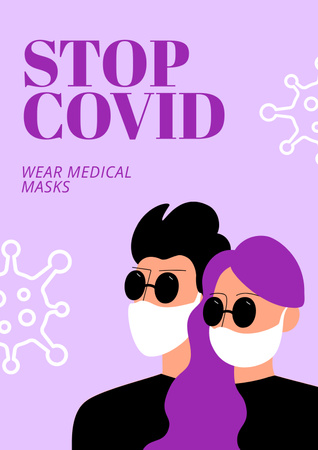 plakát a maszkok viseléséről a világjárvány idején Poster tervezősablon