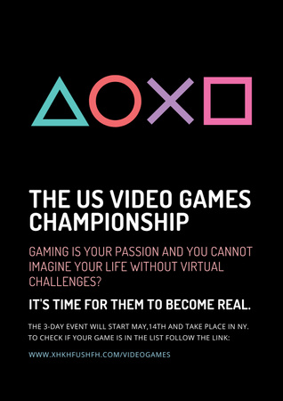 Platilla de diseño Video Games Championship announcement Poster