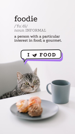Cute Funny Foodie Cat Instagram Video Story Design Template