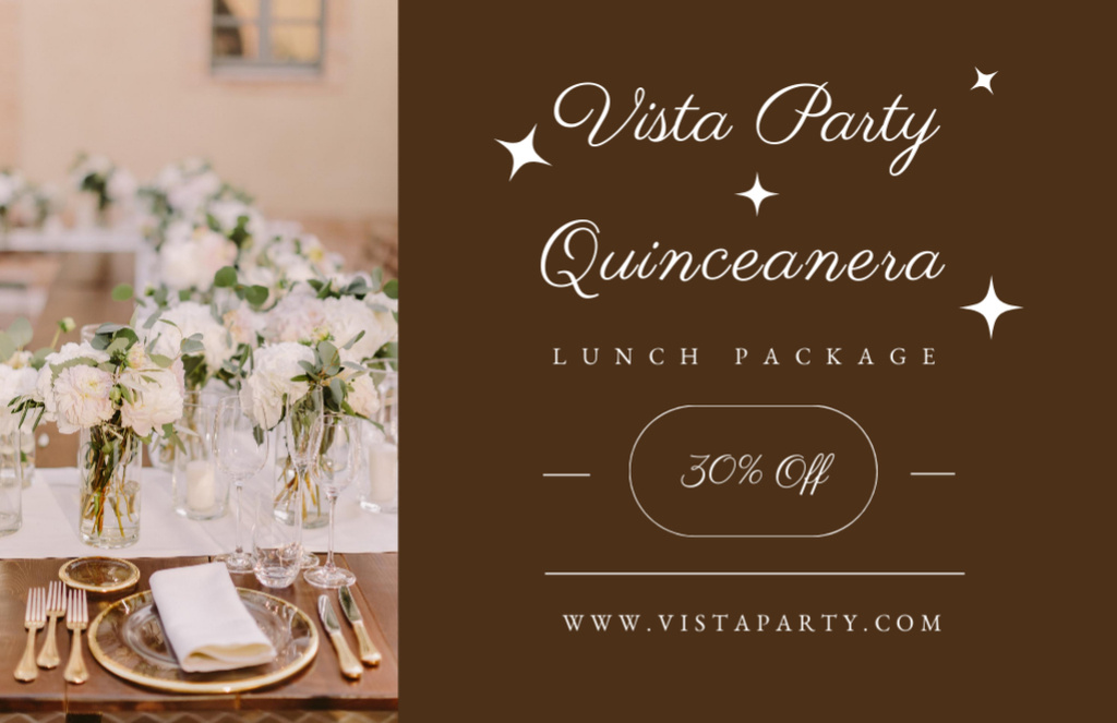 Delicious Quinceañera Lunch Package Offer With Discounts Flyer 5.5x8.5in Horizontal – шаблон для дизайна