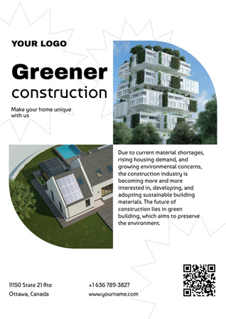 Yeşil İnşaat Hizmetleri Teklifi Poster Tasarım Şablonu