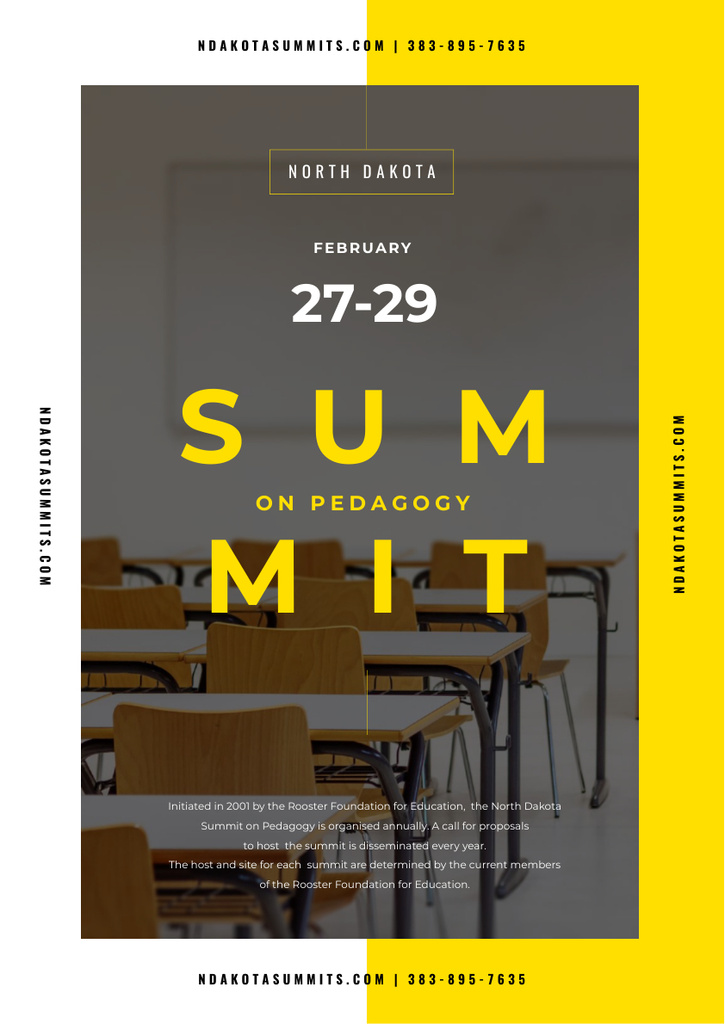 Ontwerpsjabloon van Poster A3 van Summit Event Announcement with Tables in Classroom