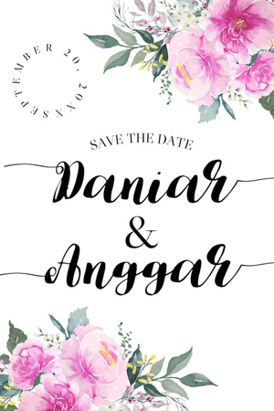 Szablon projektu Save the Date of Wedding in Floral Frame Invitation 6x9in
