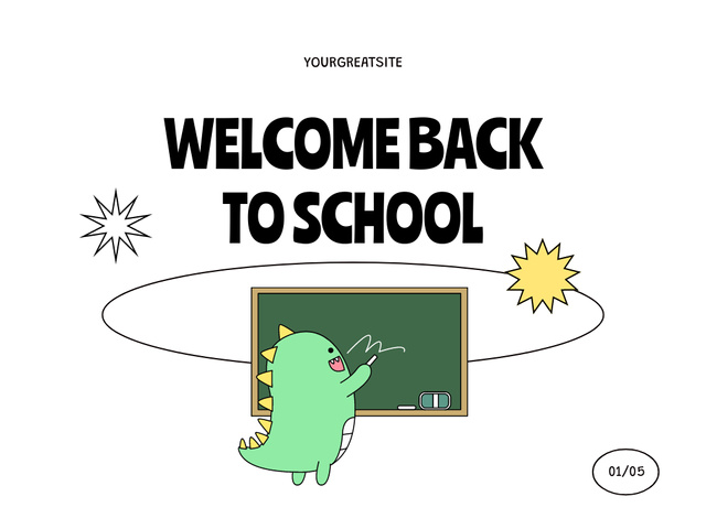 Cute Back to School Announcement With Little Dragon Presentation Design Template