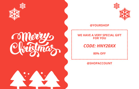 Christmas Greeting with Gift Promo Code Thank You Card 5.5x8.5in Design Template