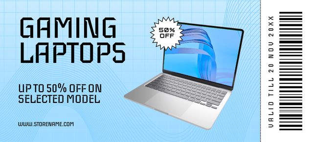 Discount on Gaming Laptops Coupon 3.75x8.25in Šablona návrhu