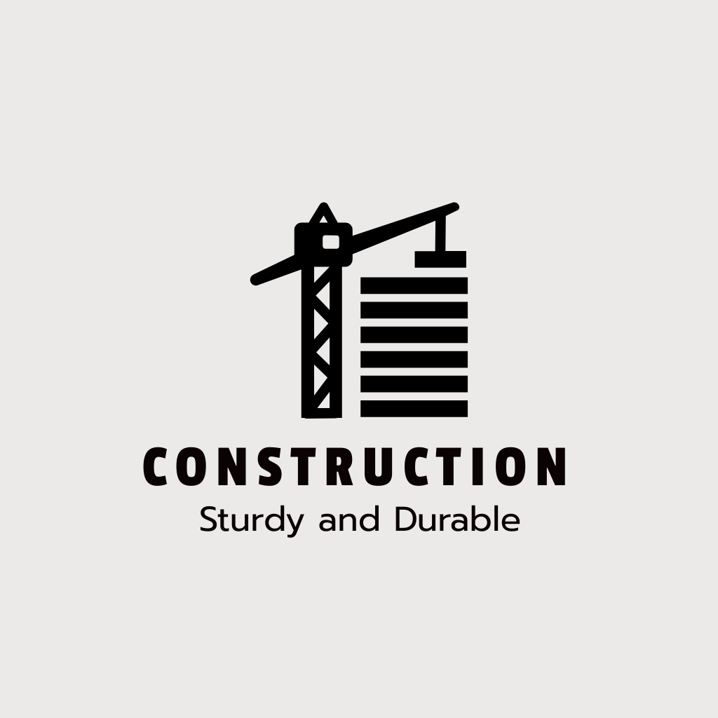 Construction Company Ad with Construction Crane Emblem And Slogan Logo Πρότυπο σχεδίασης