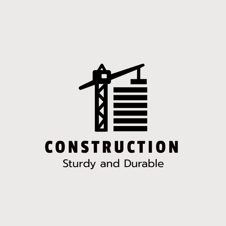Designvorlage Werbung für ein Bauunternehmen mit Emblem und Slogan für den Baukran für Logo