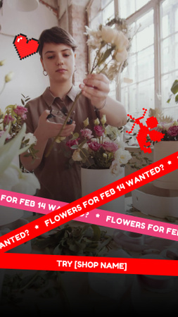 Florist Making Bouquets For Valentine`s Day TikTok Video Design Template