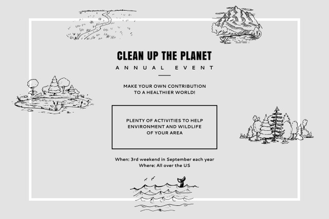 Ontwerpsjabloon van Poster 24x36in Horizontal van Ecology and Planet Saving Event Ad on Grey