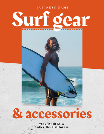 Surf Gear Sale Offer Poster 8.5x11in Tasarım Şablonu
