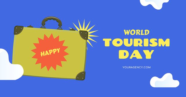 Modèle de visuel Tourism Day Announcement with Luggage - Facebook AD