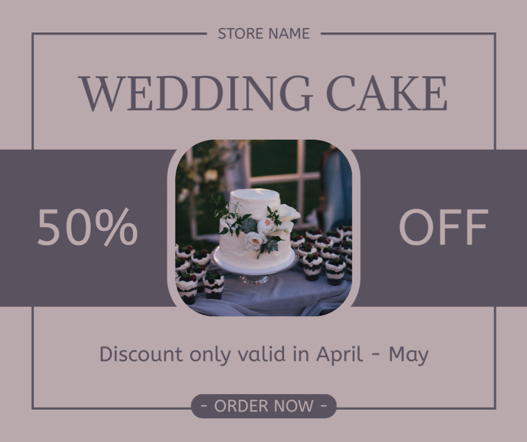 Ontwerpsjabloon van Facebook van Pastry Shop Offering with Wedding Cake and Cupcakes